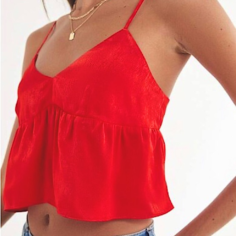 Satin Babydoll Cropped Cami UO